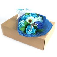 Mýdlová kytice v krabici - modrá