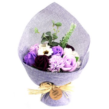 Stojací mýdlová kytice - fialová