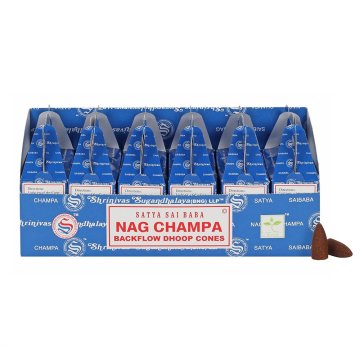 Satya vonné kužele “tekoucí dým“ - nag champa (24ks) (6 ks v balení)