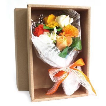 Mýdlová kytice v krabici - oranžová