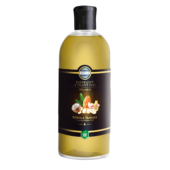 Kokos a vanilka v mandlovém oleji 500 ml Kokos a vanilka v mandlovém oleji 500 ml