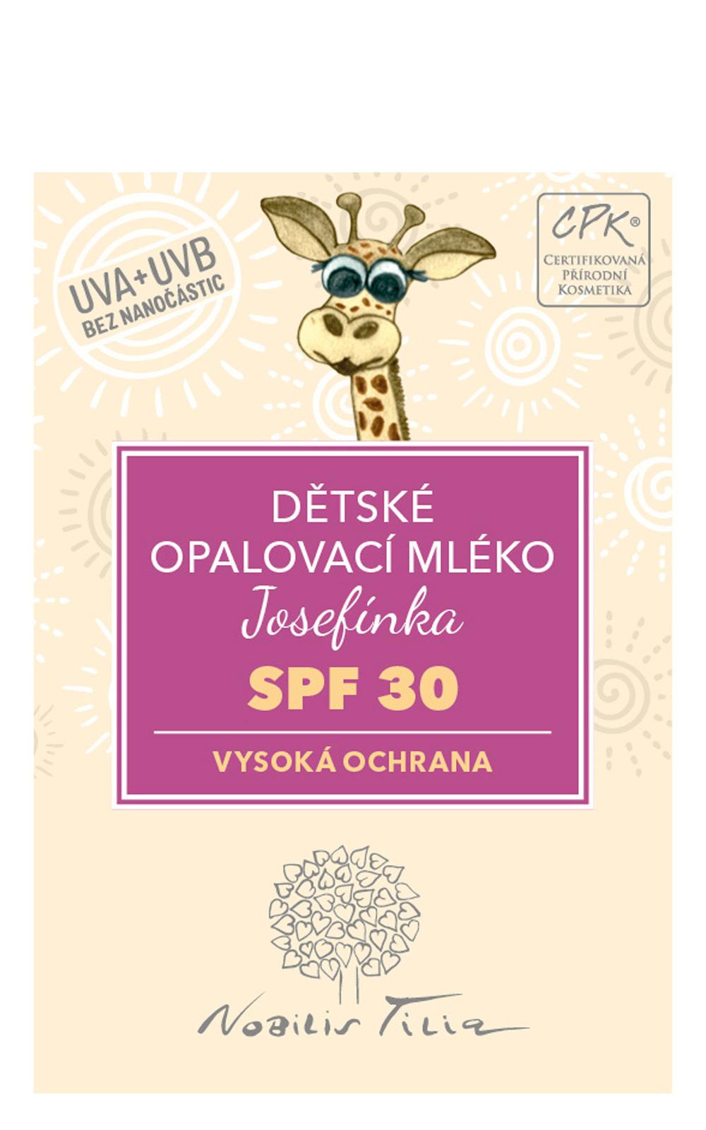 Dětské opalovací mléko Josefínka SPF 30 3 ml - vzorek sáček Dětské opalovací mléko Josefínka SPF 30 3 ml - vzorek sáček