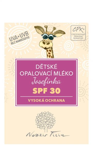 Dětské opalovací mléko Josefínka SPF 30 3 ml - vzorek sáček Dětské opalovací mléko Josefínka SPF 30 3 ml - vzorek sáček