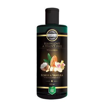 Kokos a vanilka v mandlovém oleji 200 ml Kokos a vanilka v mandlovém oleji 200 ml