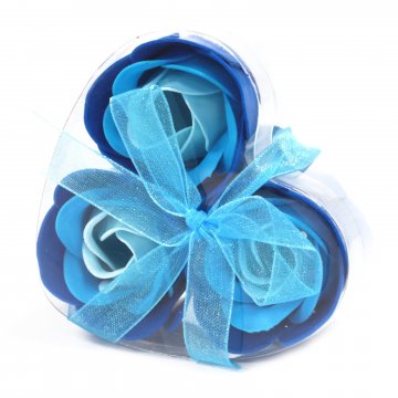 Sada 3 Mýdlových Květů  - Svatební Modre Růže