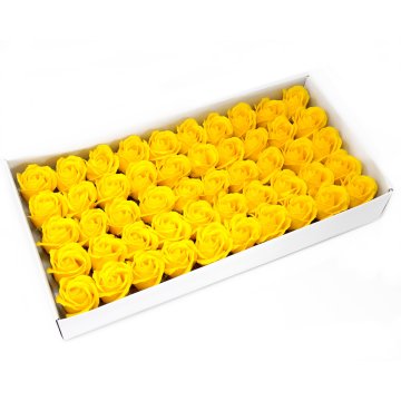 Mýdlové květy - střední růže - žluté (50 ks v balení)